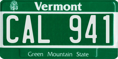 VT license plate CAL941