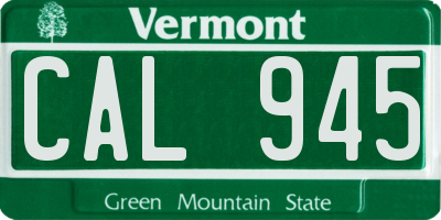 VT license plate CAL945