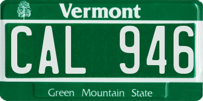 VT license plate CAL946