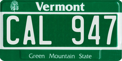 VT license plate CAL947