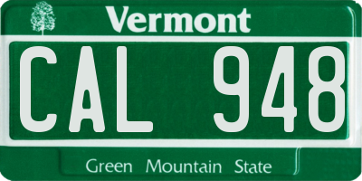 VT license plate CAL948
