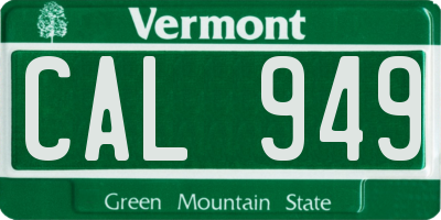 VT license plate CAL949