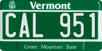 VT license plate CAL951