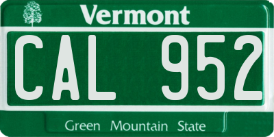 VT license plate CAL952