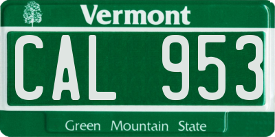 VT license plate CAL953