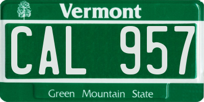VT license plate CAL957
