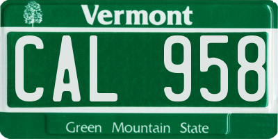 VT license plate CAL958