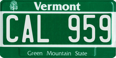 VT license plate CAL959