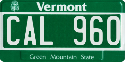 VT license plate CAL960