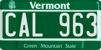 VT license plate CAL963