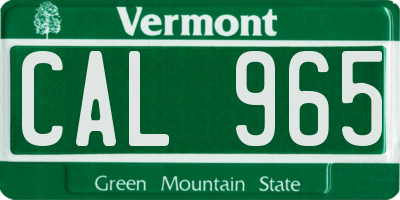 VT license plate CAL965