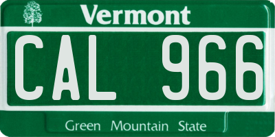 VT license plate CAL966