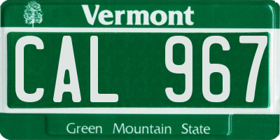 VT license plate CAL967