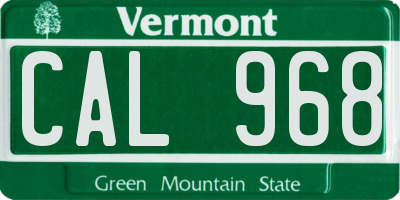 VT license plate CAL968