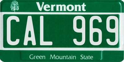 VT license plate CAL969