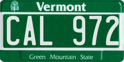 VT license plate CAL972