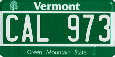 VT license plate CAL973