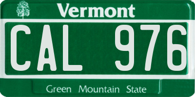 VT license plate CAL976