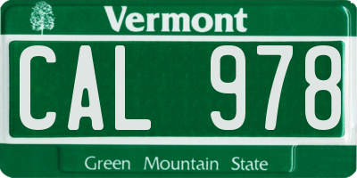 VT license plate CAL978