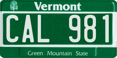 VT license plate CAL981
