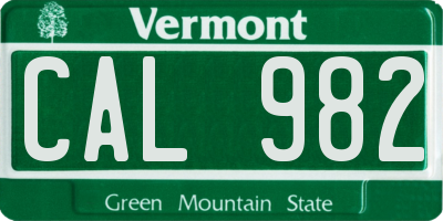 VT license plate CAL982