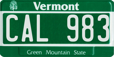 VT license plate CAL983