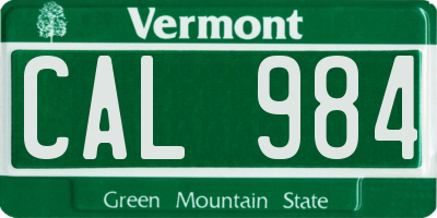 VT license plate CAL984