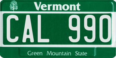VT license plate CAL990
