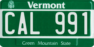 VT license plate CAL991