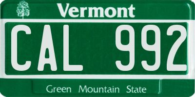VT license plate CAL992