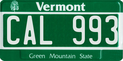 VT license plate CAL993