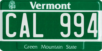 VT license plate CAL994