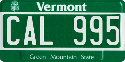 VT license plate CAL995