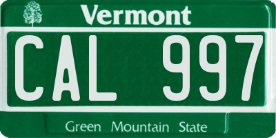 VT license plate CAL997