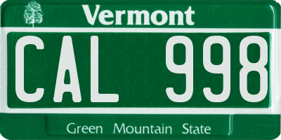 VT license plate CAL998