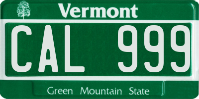 VT license plate CAL999