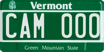 VT license plate CAM000