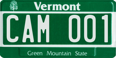 VT license plate CAM001