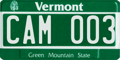 VT license plate CAM003