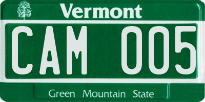 VT license plate CAM005