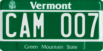 VT license plate CAM007