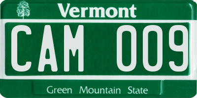 VT license plate CAM009