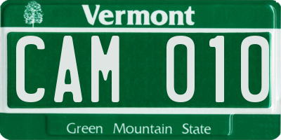 VT license plate CAM010