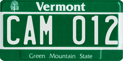 VT license plate CAM012