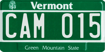 VT license plate CAM015