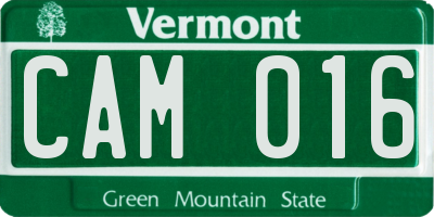 VT license plate CAM016