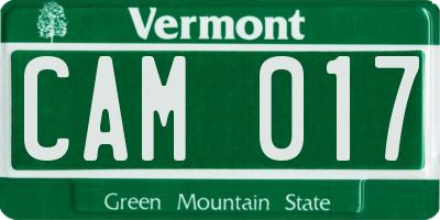 VT license plate CAM017