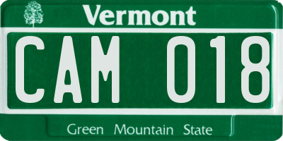 VT license plate CAM018