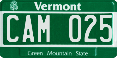 VT license plate CAM025