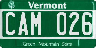 VT license plate CAM026